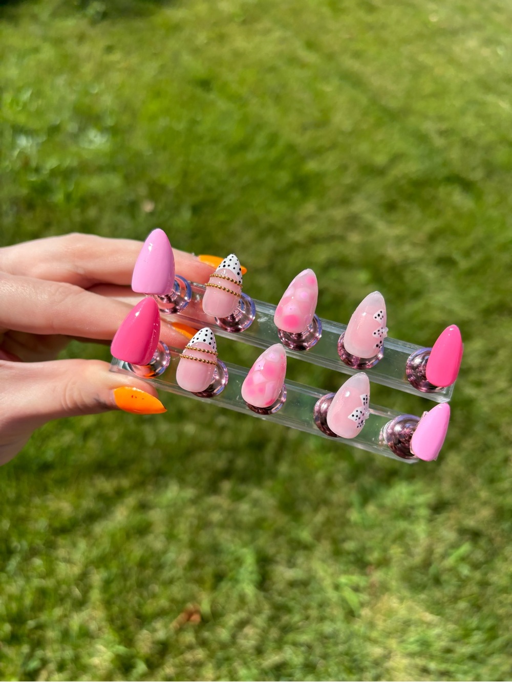 Pink Mixed Press-On Nail Set — Women Accessories